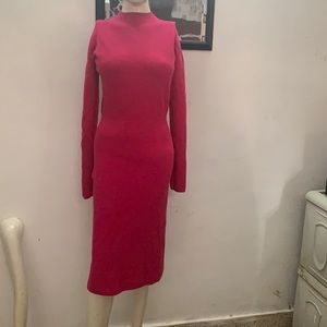 Raspberry coloured woollen dress